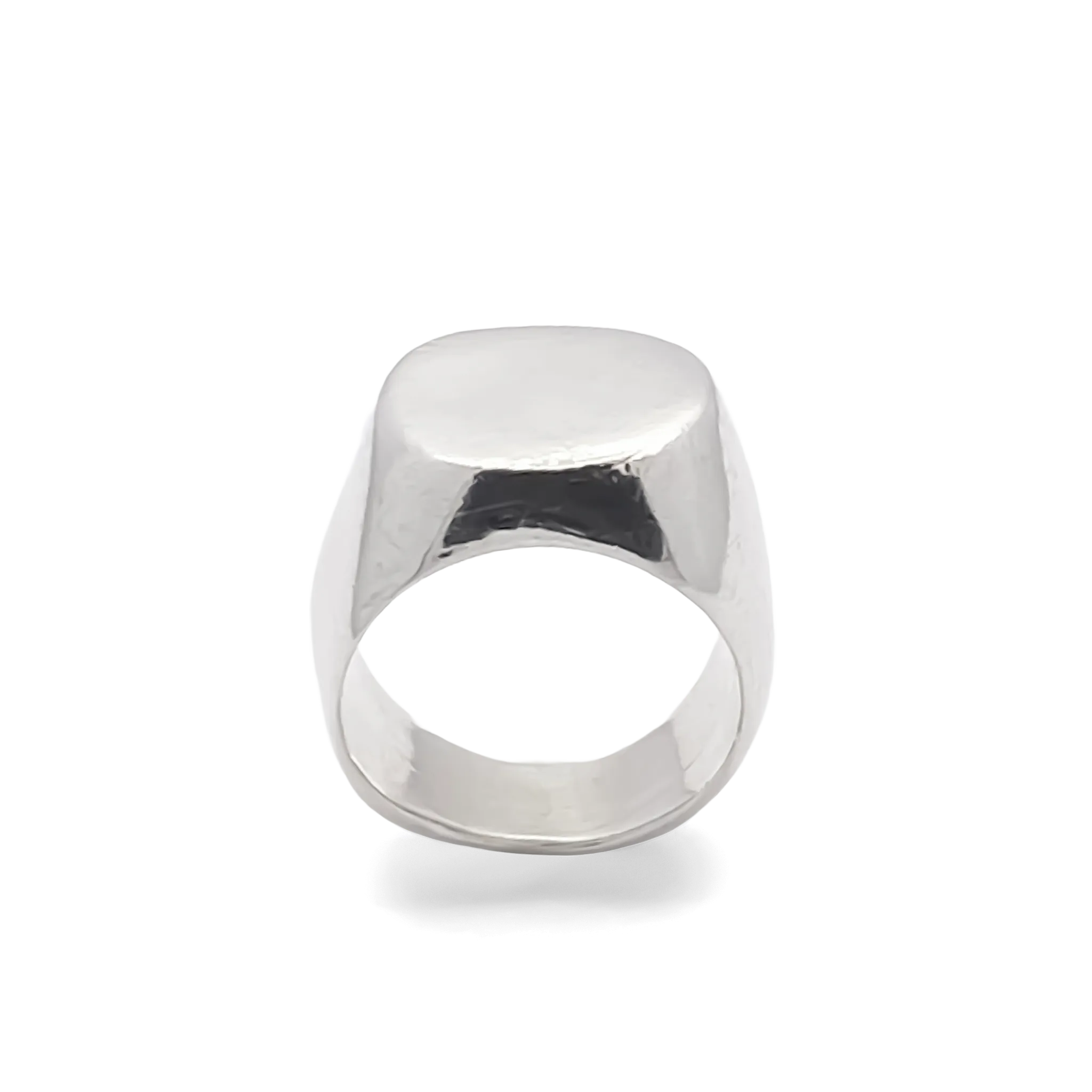 Underside view of the Square-Round Signet Ring in sterling silver