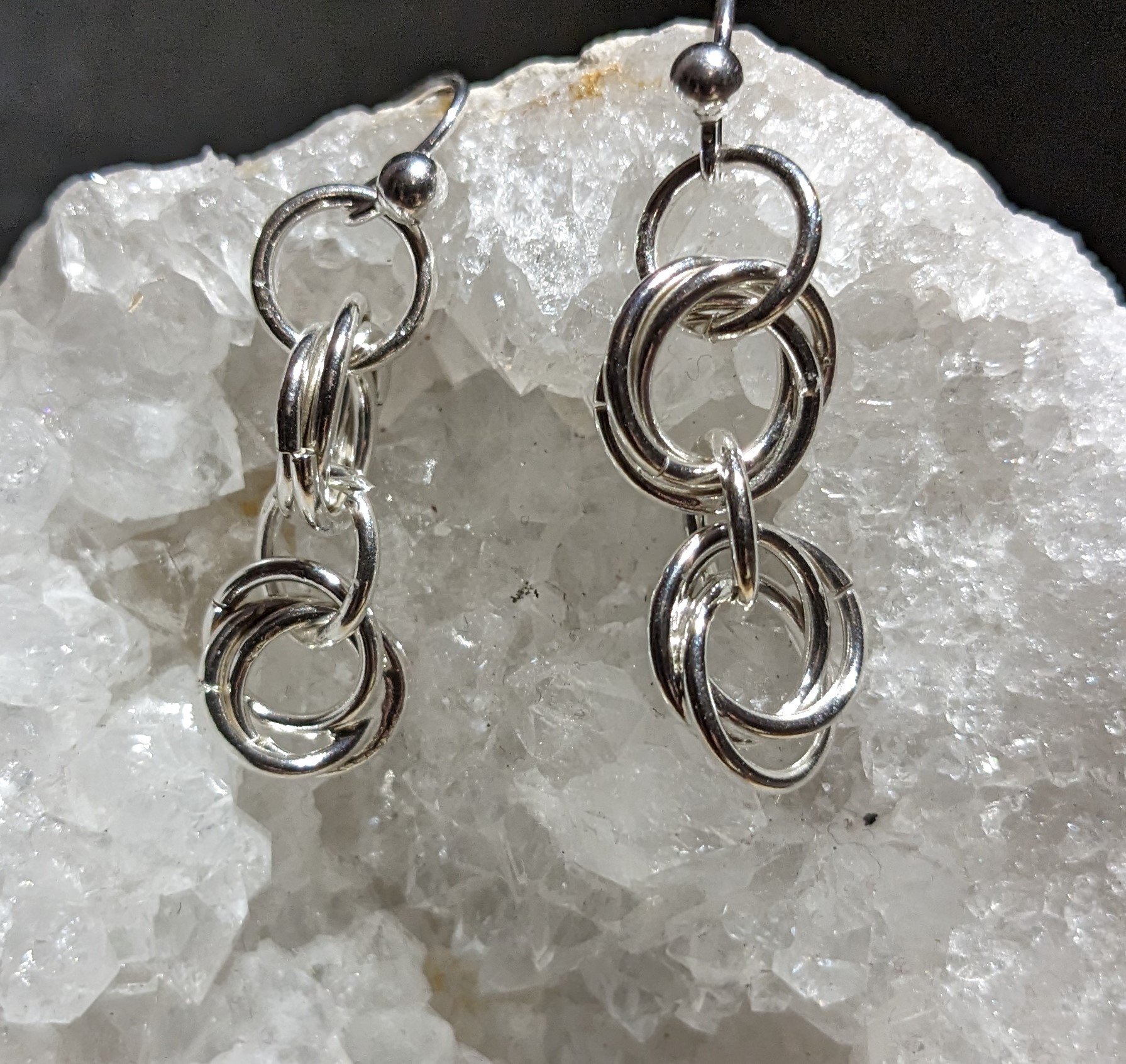 Sterling Silver Triple-Ring Earrings