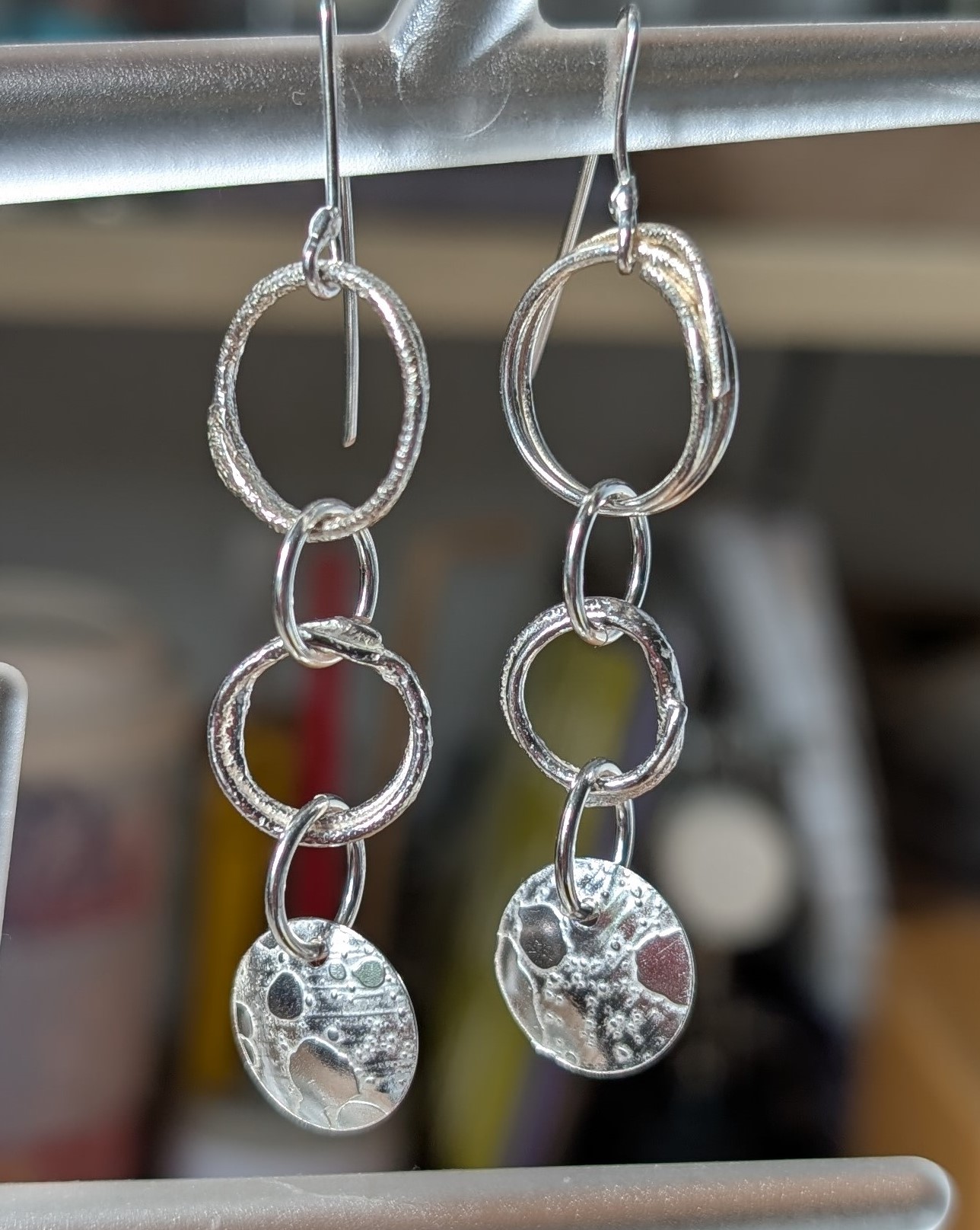 Three part sterling silver earrings