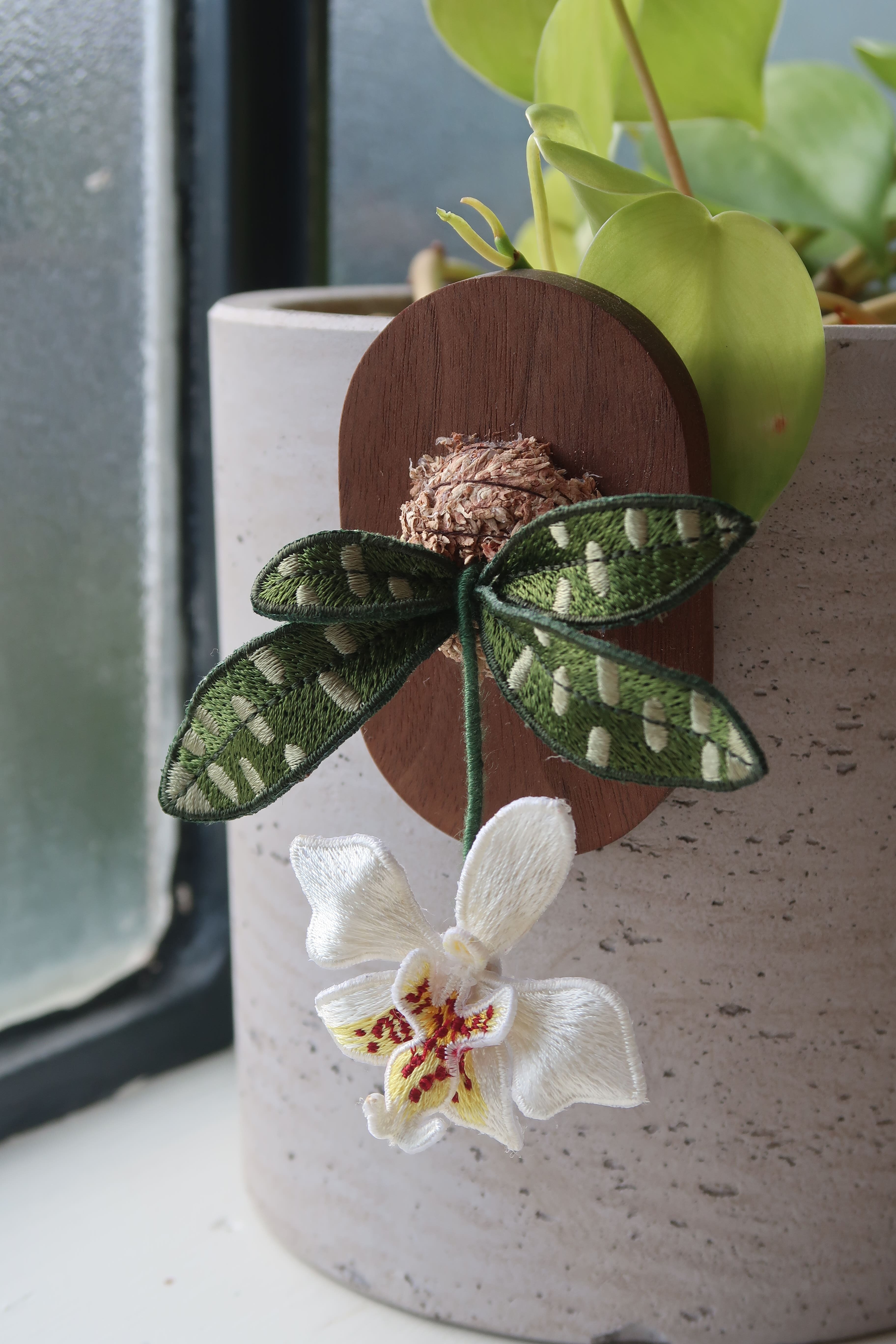 Embroidered Phalaenopsis Orchid Art Piece