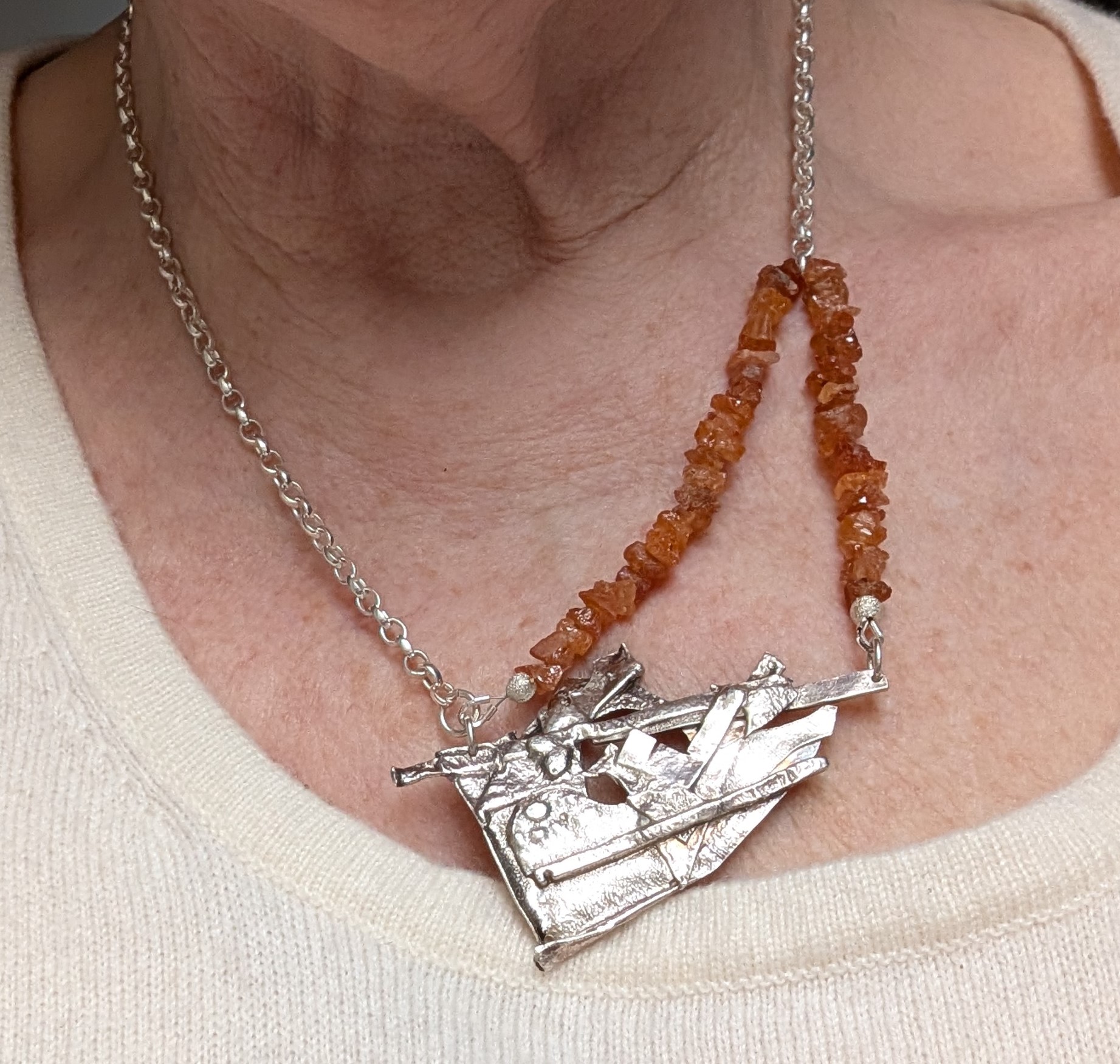 Necklace of silver and garnet