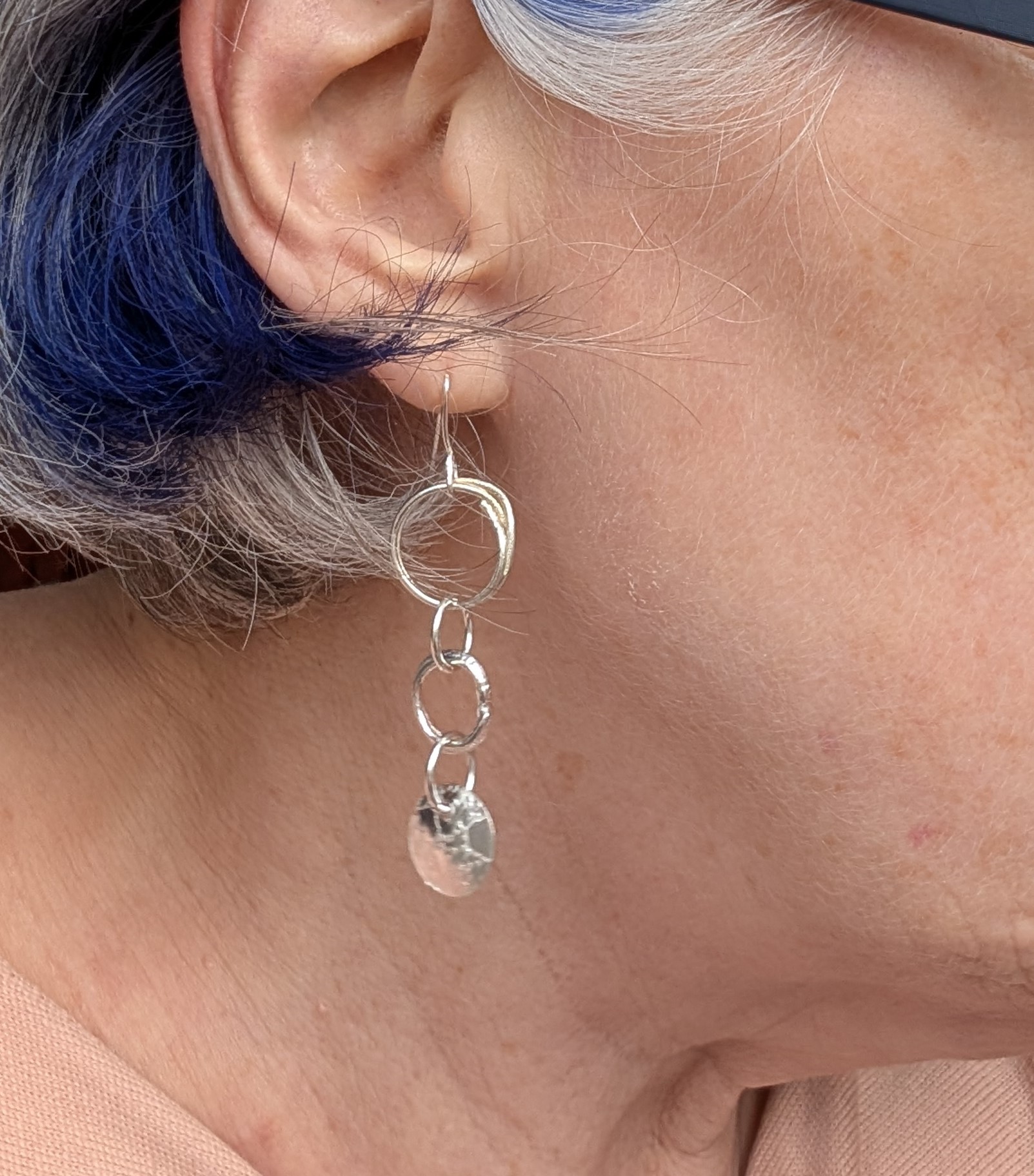 Three part sterling silver earrings