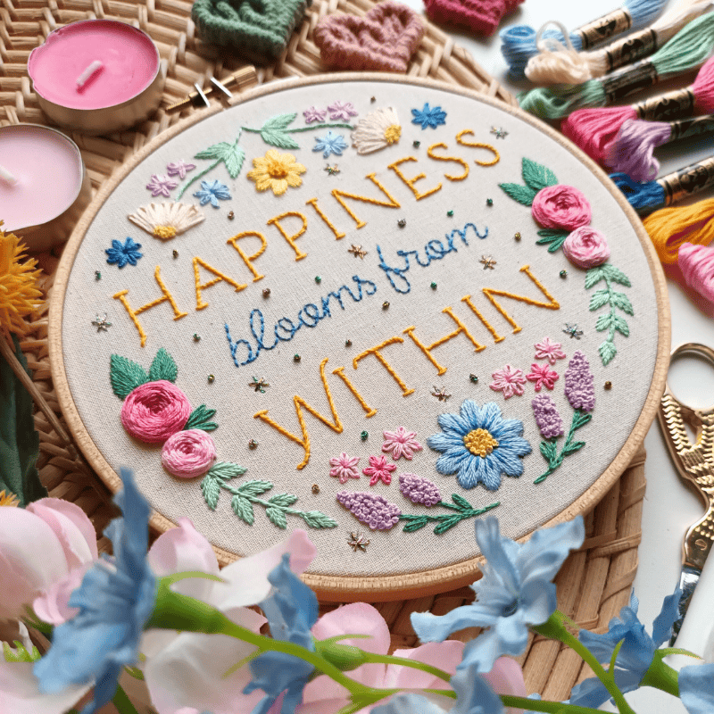 DIY embroidery kit for beginners - Happiness blooms from within