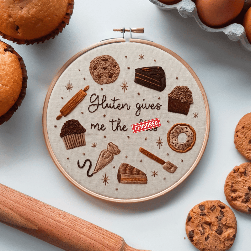 DIY embroidery kit for beginners - Bake it easy / Gluten free
