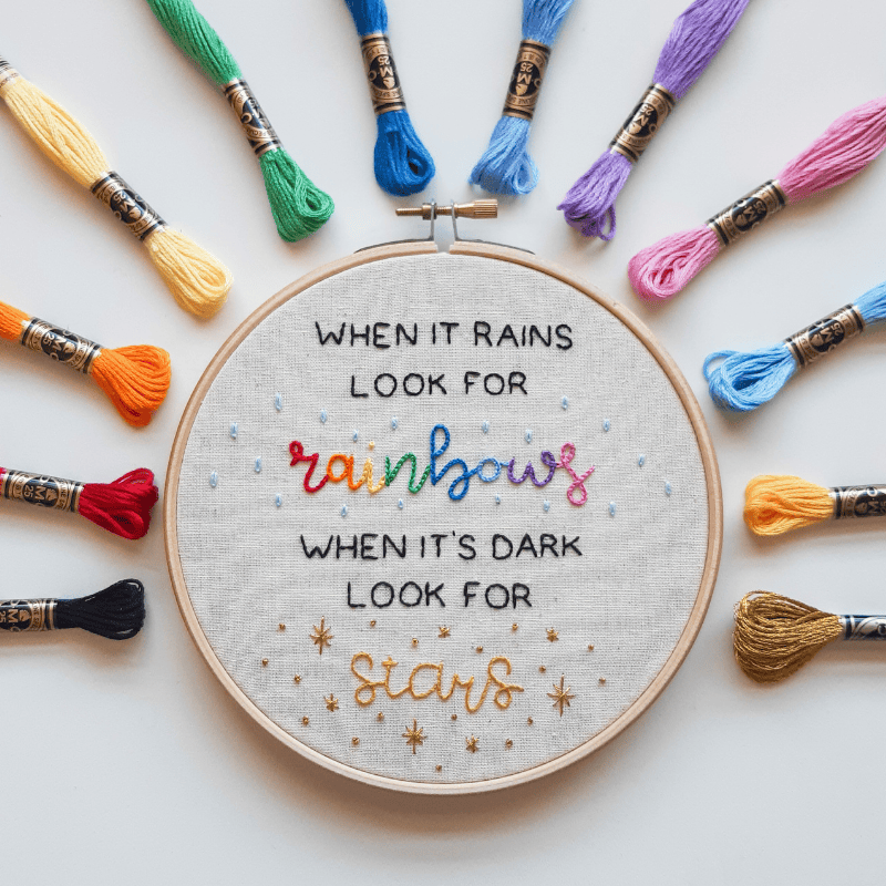 DIY embroidery kit for beginners - Look for rainbows