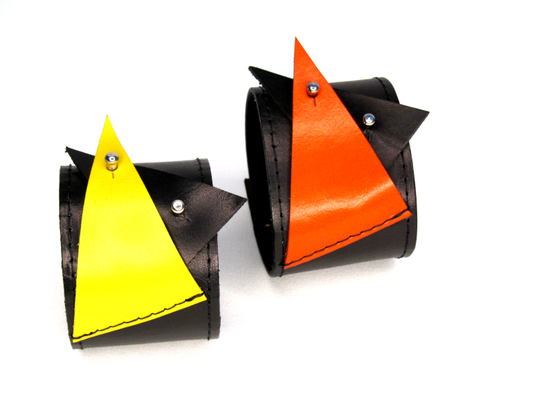 Upcycled Geometric leather cuff
