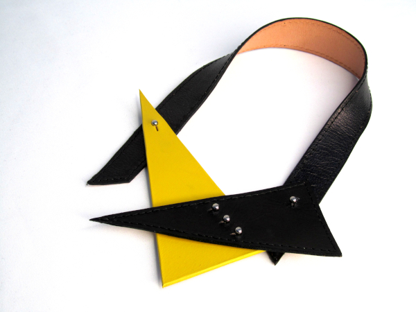 Geometric Upcycled Leather Bib Necklace
