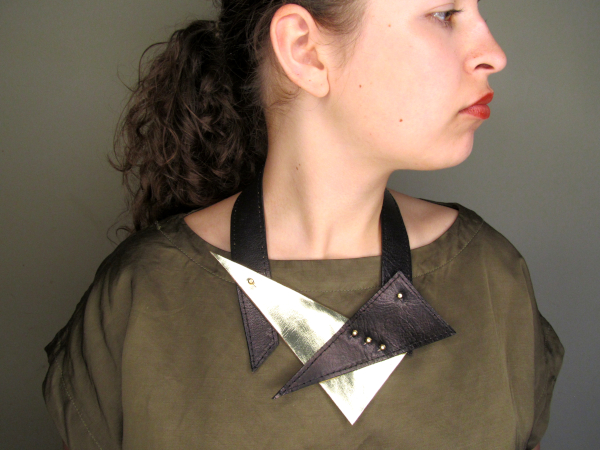 Geometric Upcycled Leather Bib Necklace