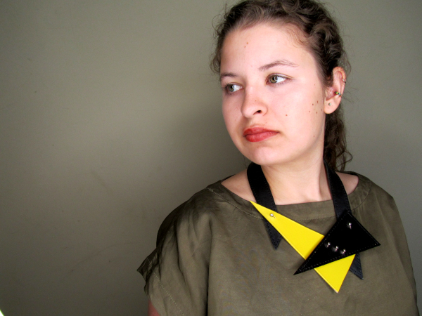 Geometric Upcycled Leather Bib Necklace