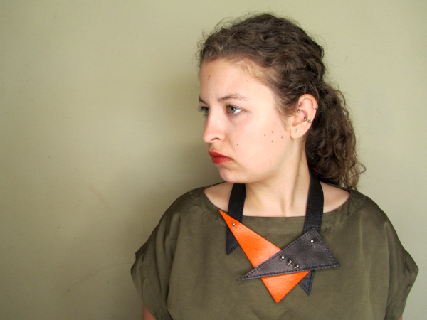 Geometric Upcycled Leather Bib Necklace