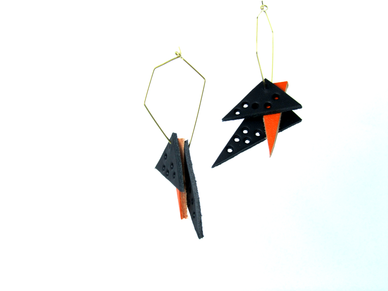 Upcycled leather Geometric handmade Earrings