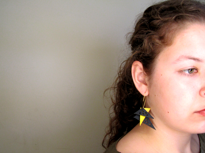 Upcycled leather Geometric handmade Earrings