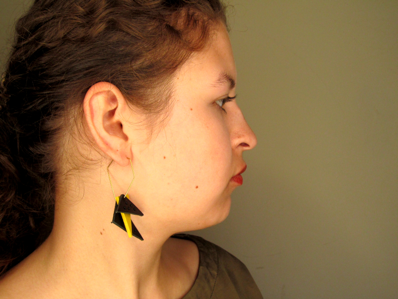 Upcycled leather Geometric handmade Earrings