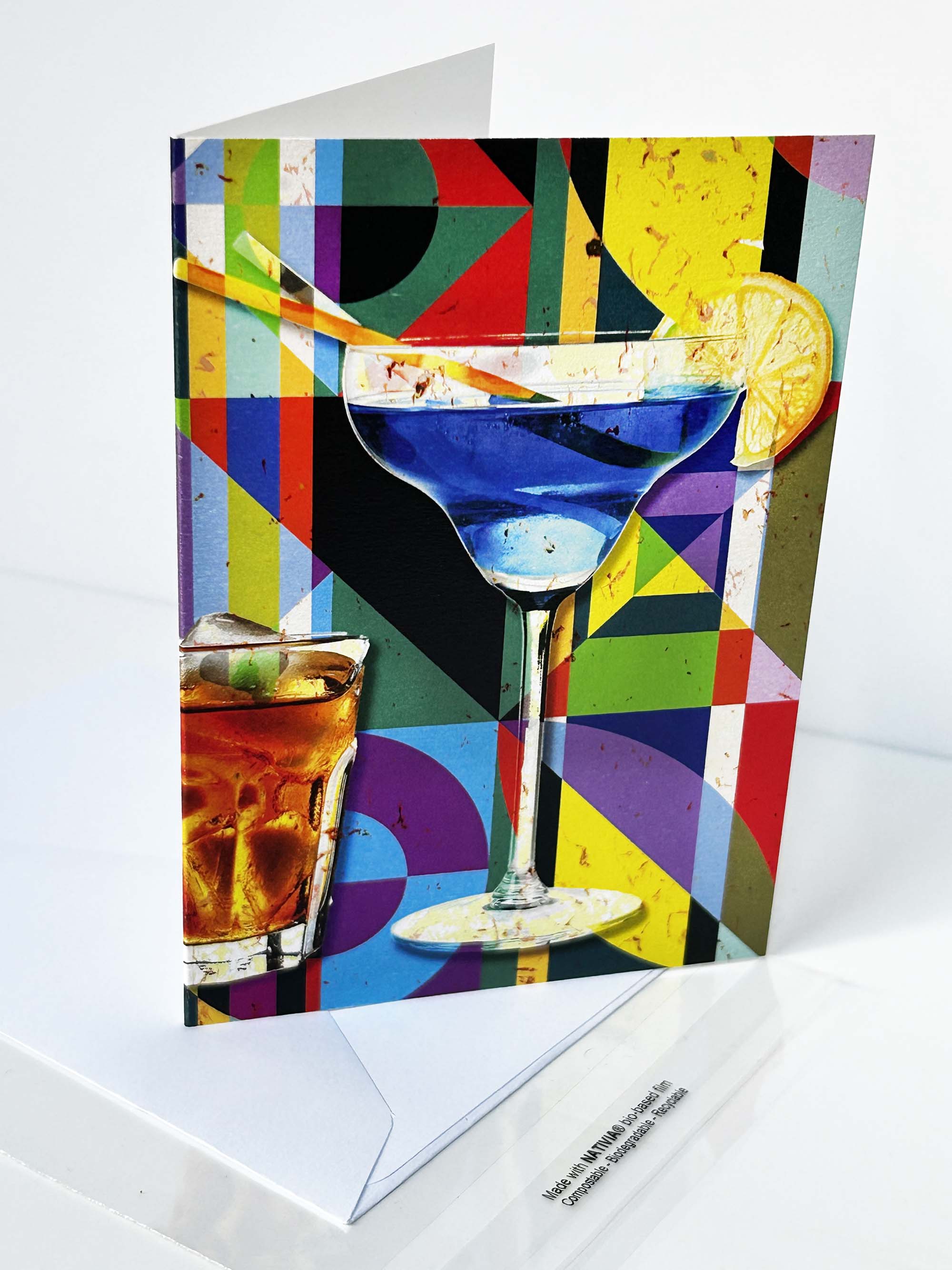 Blue Lagoon Greeting Card – Bright Cocktail Illustration