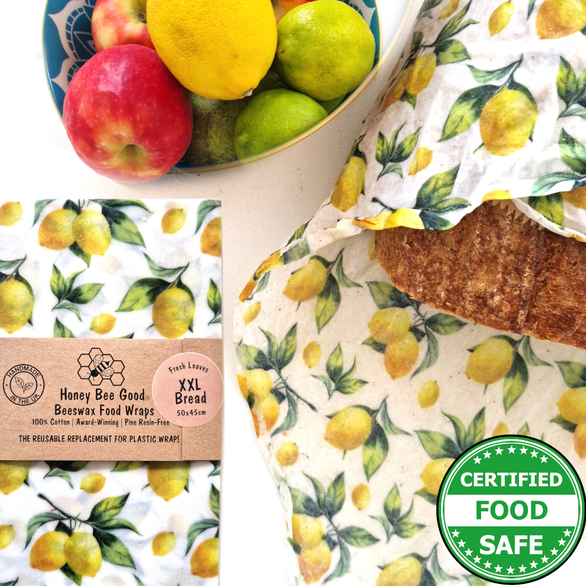 XXL Beeswax Bread Wrap | Lemons