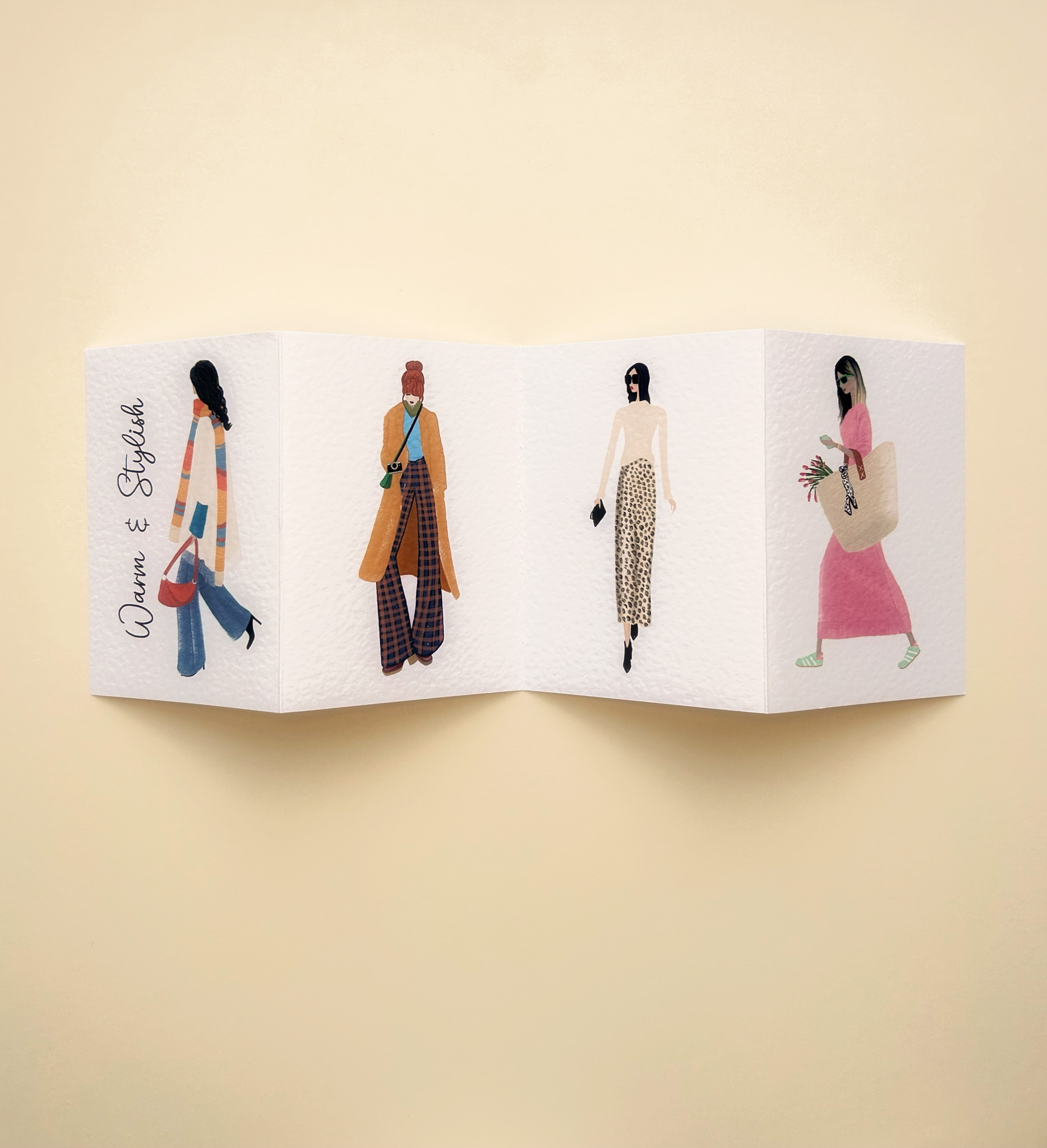 Handmade Concertina Greeting Card - Warm and Stylish