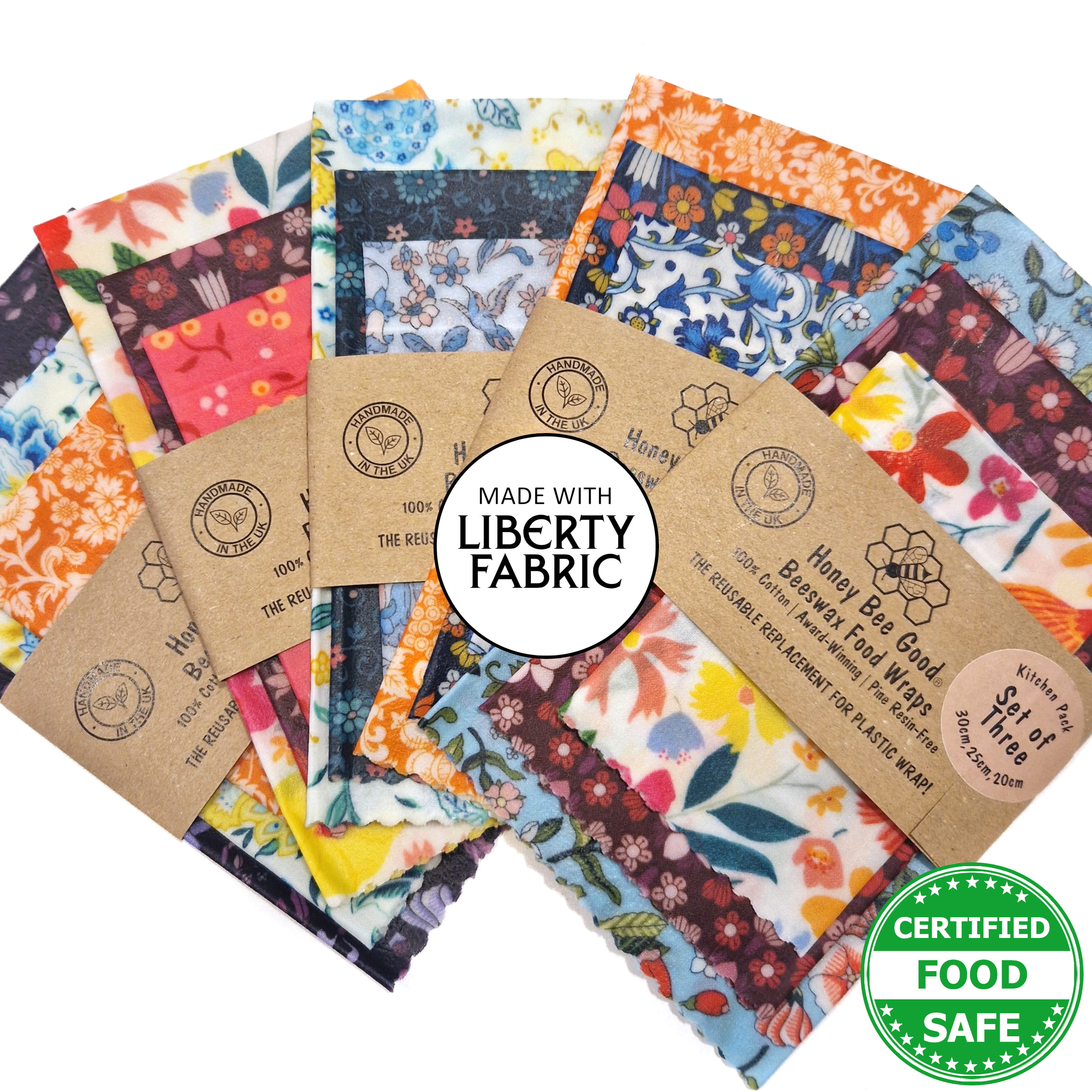 Beeswax Food Wraps | Set of 3 | Made with Liberty Fabric