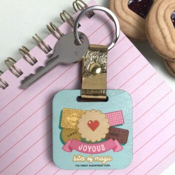 Biscuit Tin Wooden Keychain and Pocket Mirror