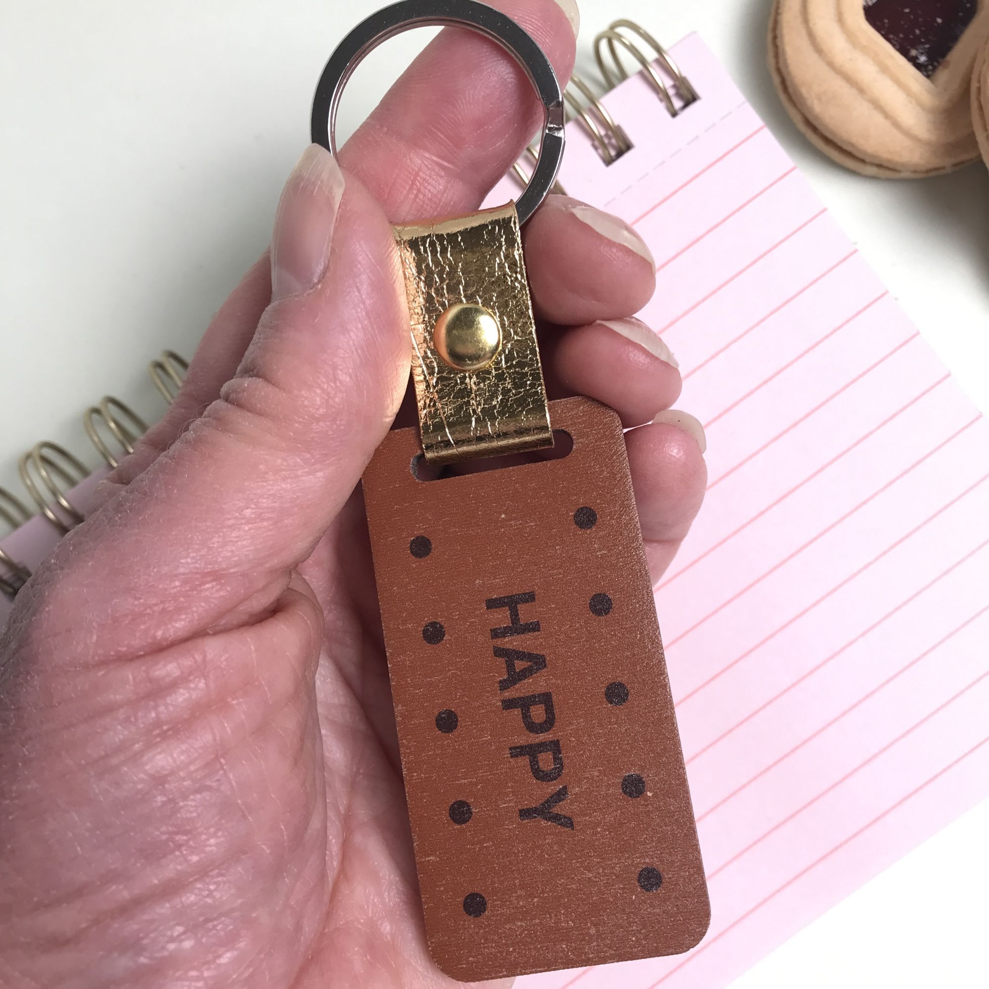 Wooden Bourbon Biscuit Keychain