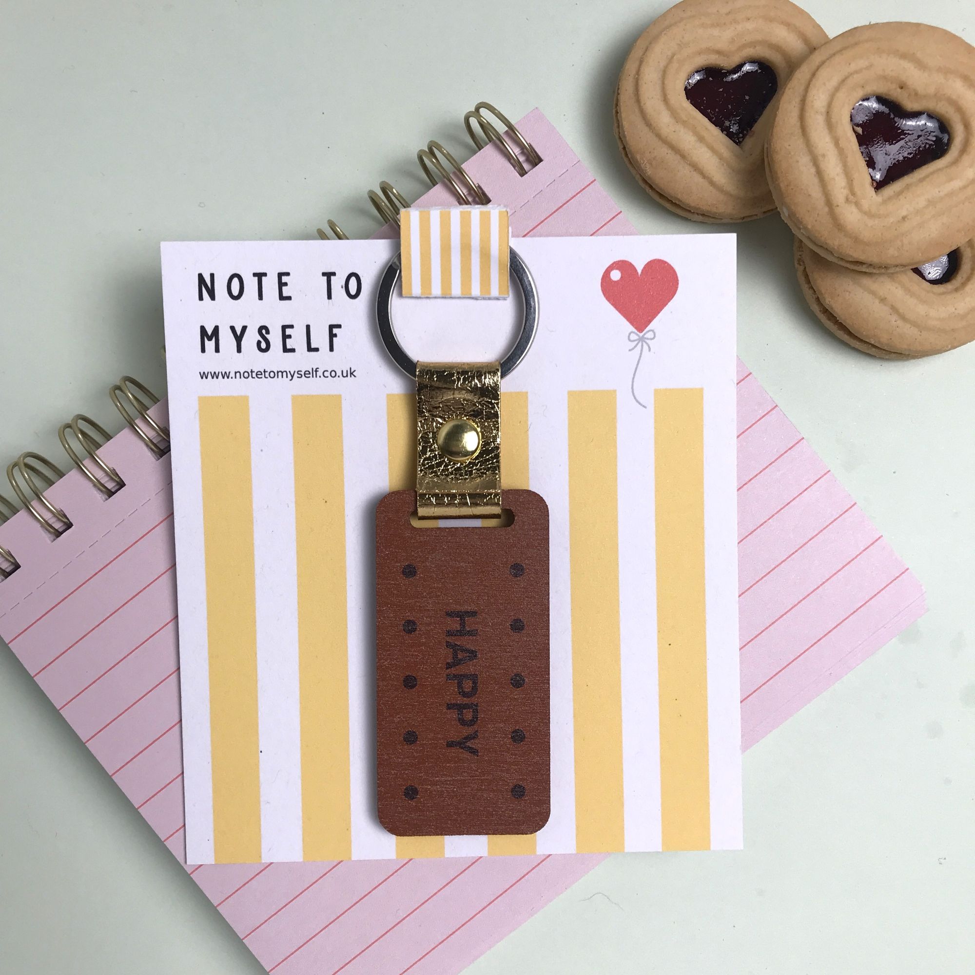 Wooden Bourbon Biscuit Keychain