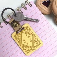 custard cream wooden keyring