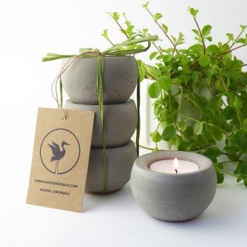 Gift set of 3 concrete tea light holders