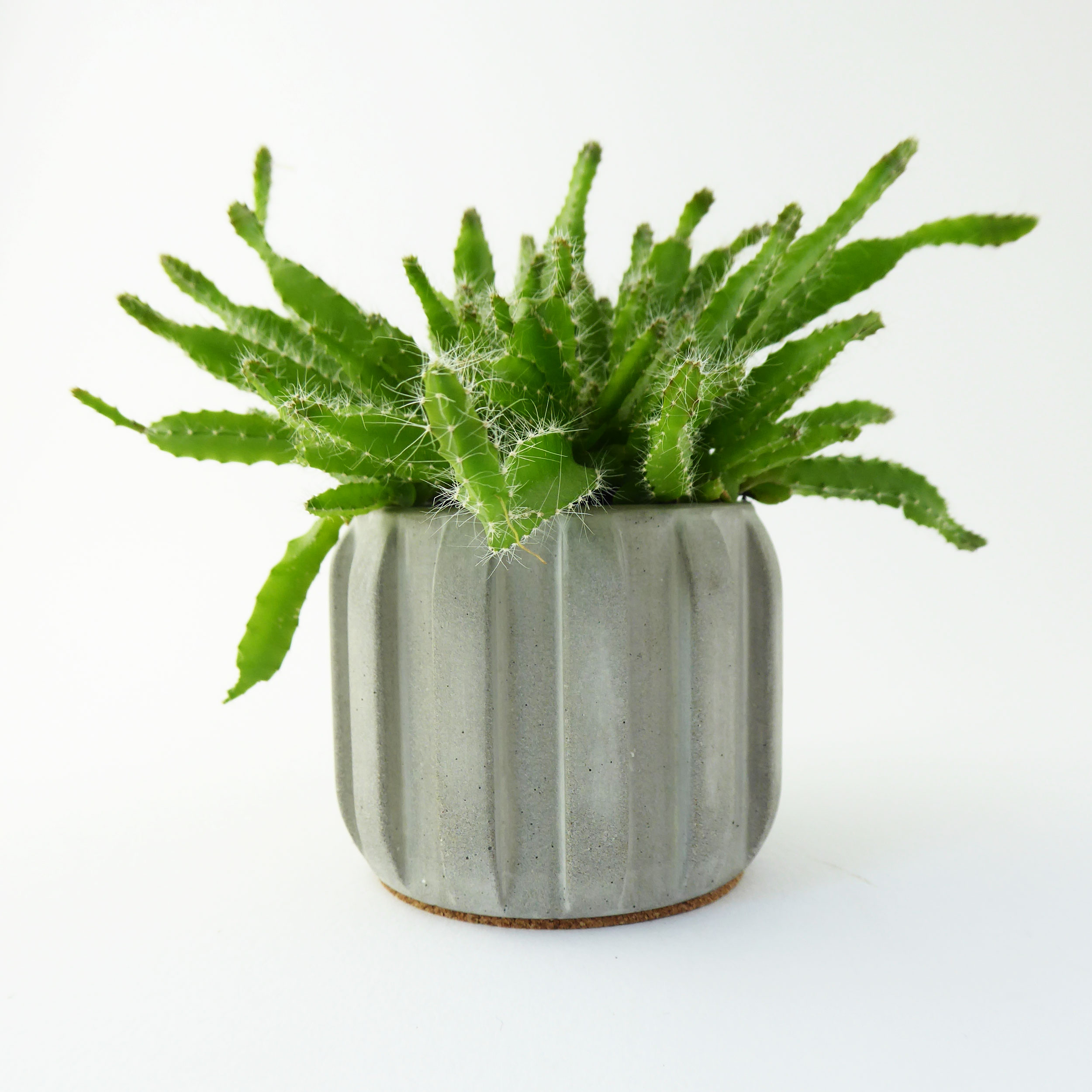 Set of 3 handmade concrete plant pots - natural grey or white