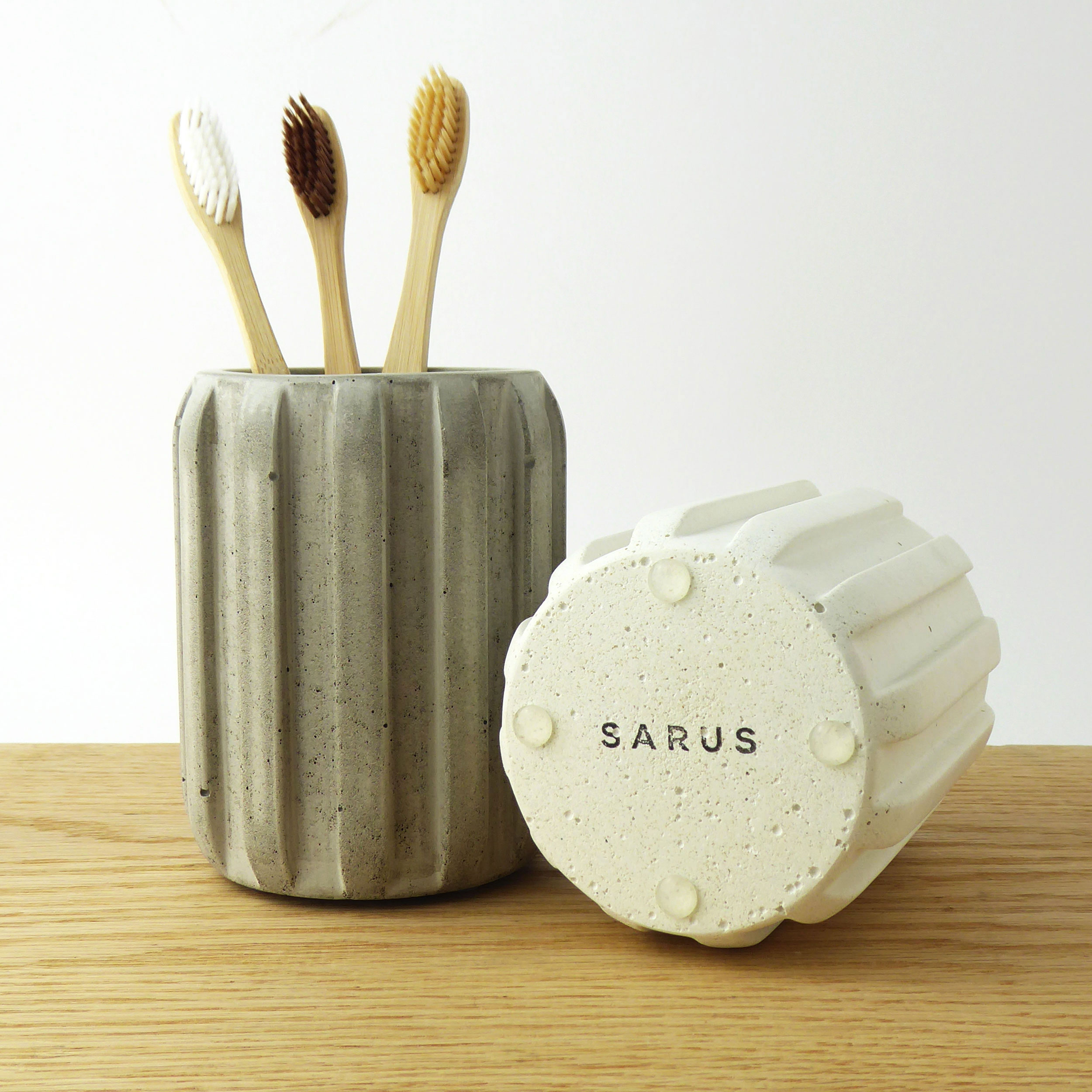 Handmade concrete everything pot - natural grey or white