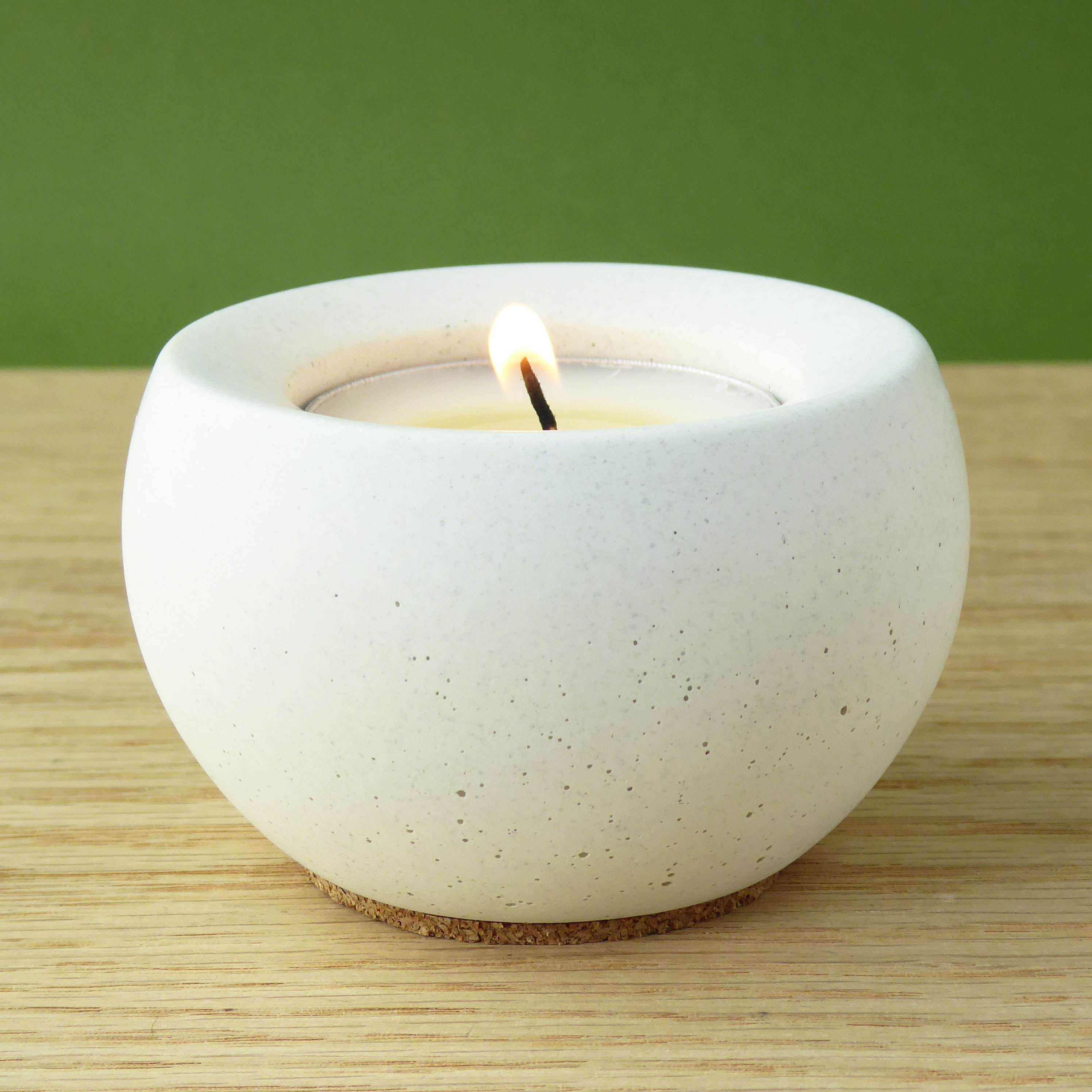 Handmade concrete tealight holder - natural grey or white