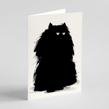 Black Persian cat greetings card