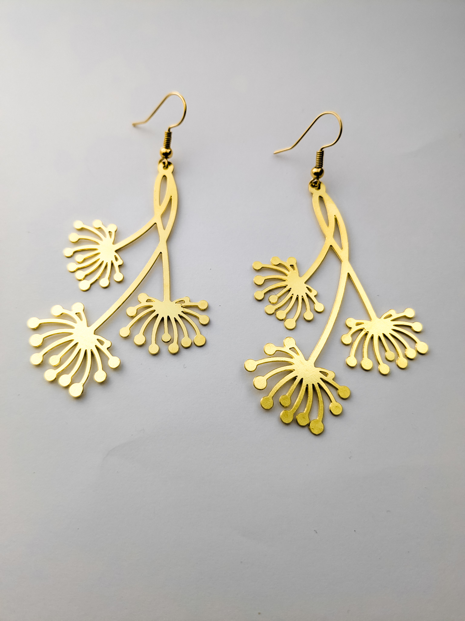 Dandelion Statement Dangle Flower Earrings