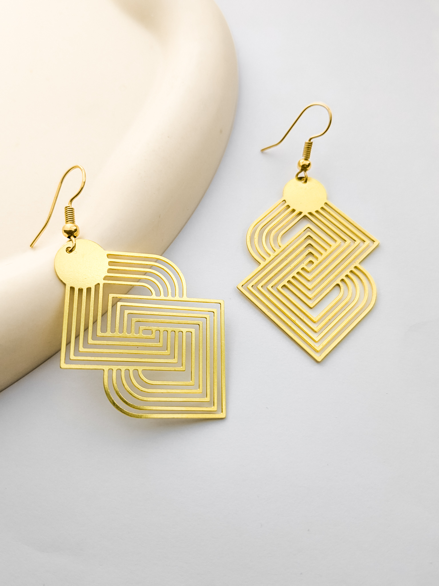 Gold Geometric Dangle Earrings