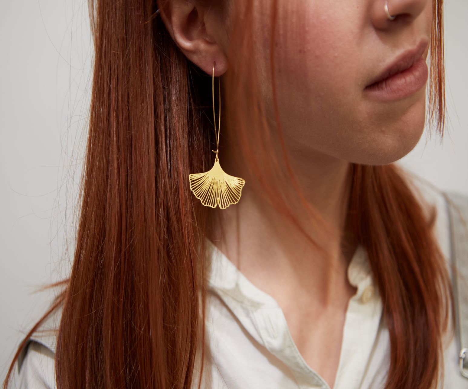 Ginkgo Leaf Drop Earrings