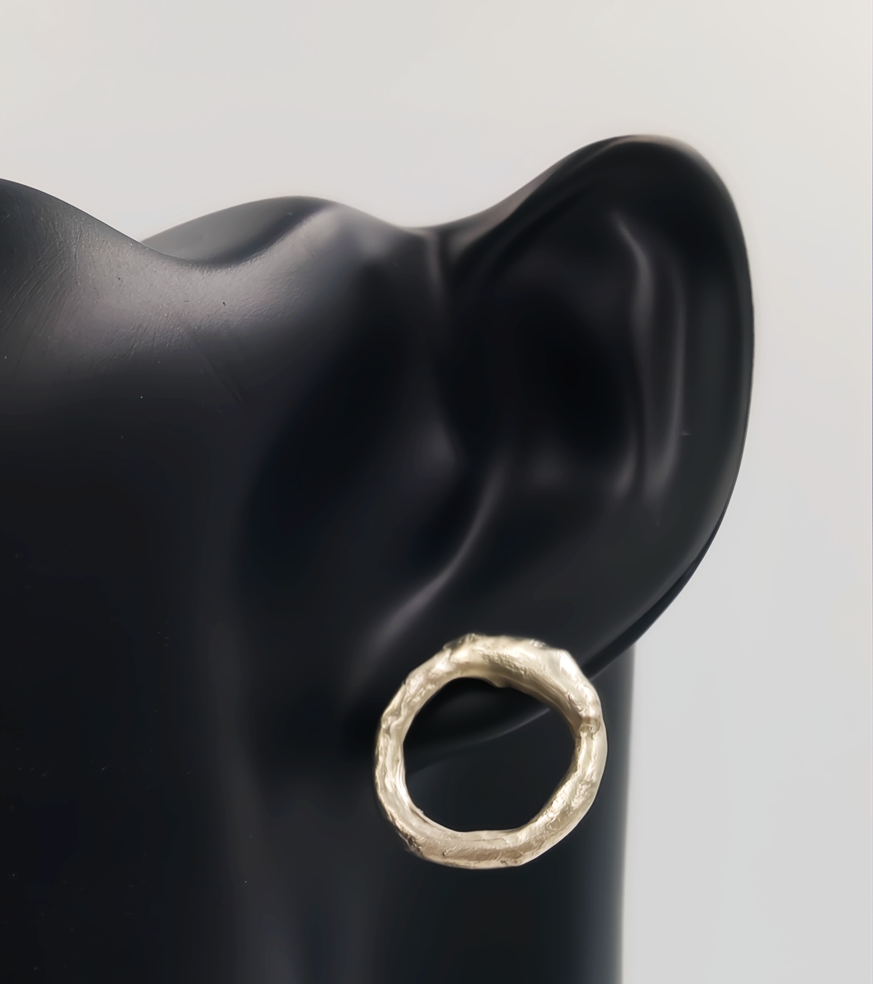 Molten Sterling Silver Circle Stud Earrings