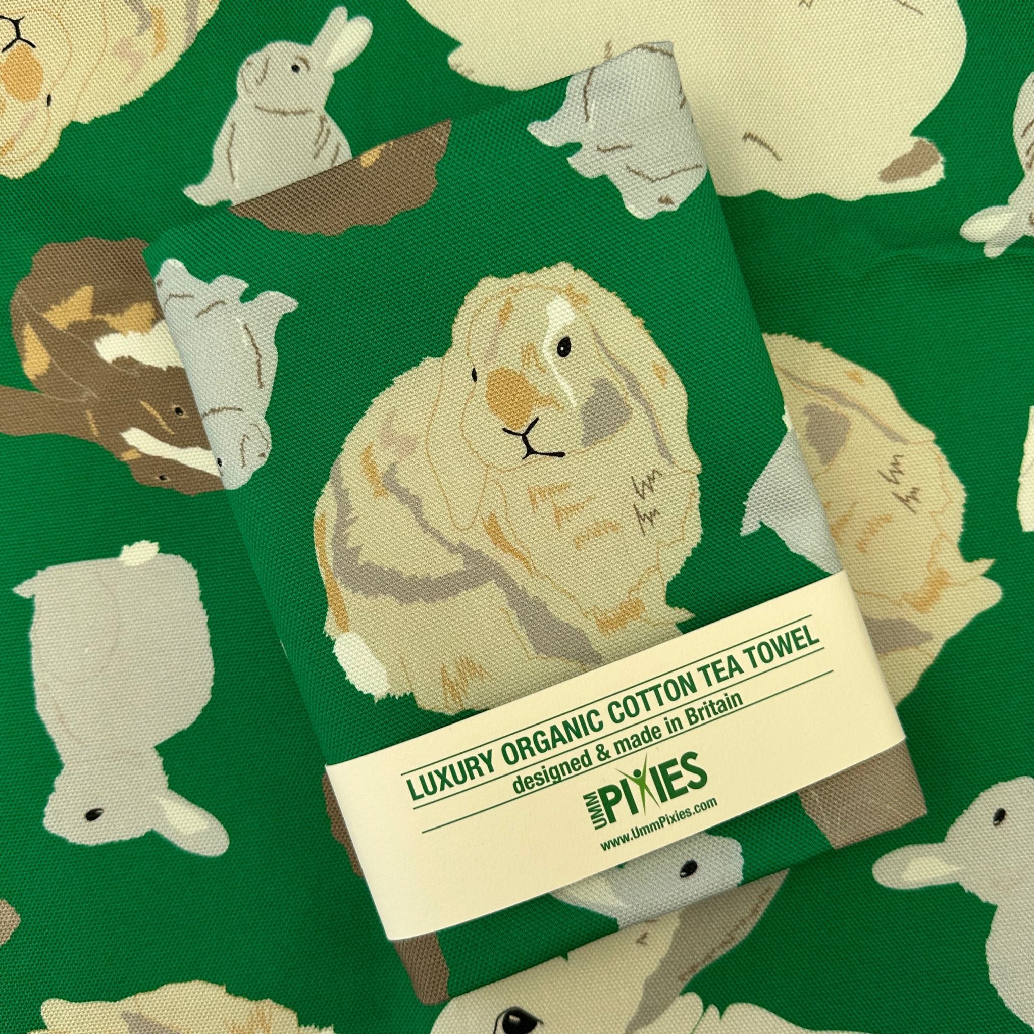 Rabbits organic cotton tea towel