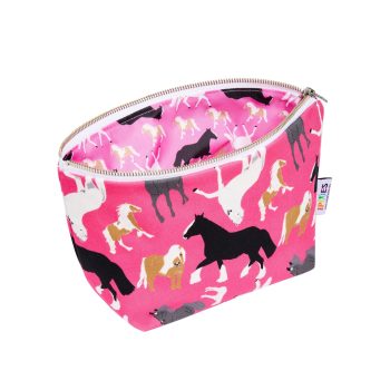Pink Horses waterproof lined zipped really useful bag