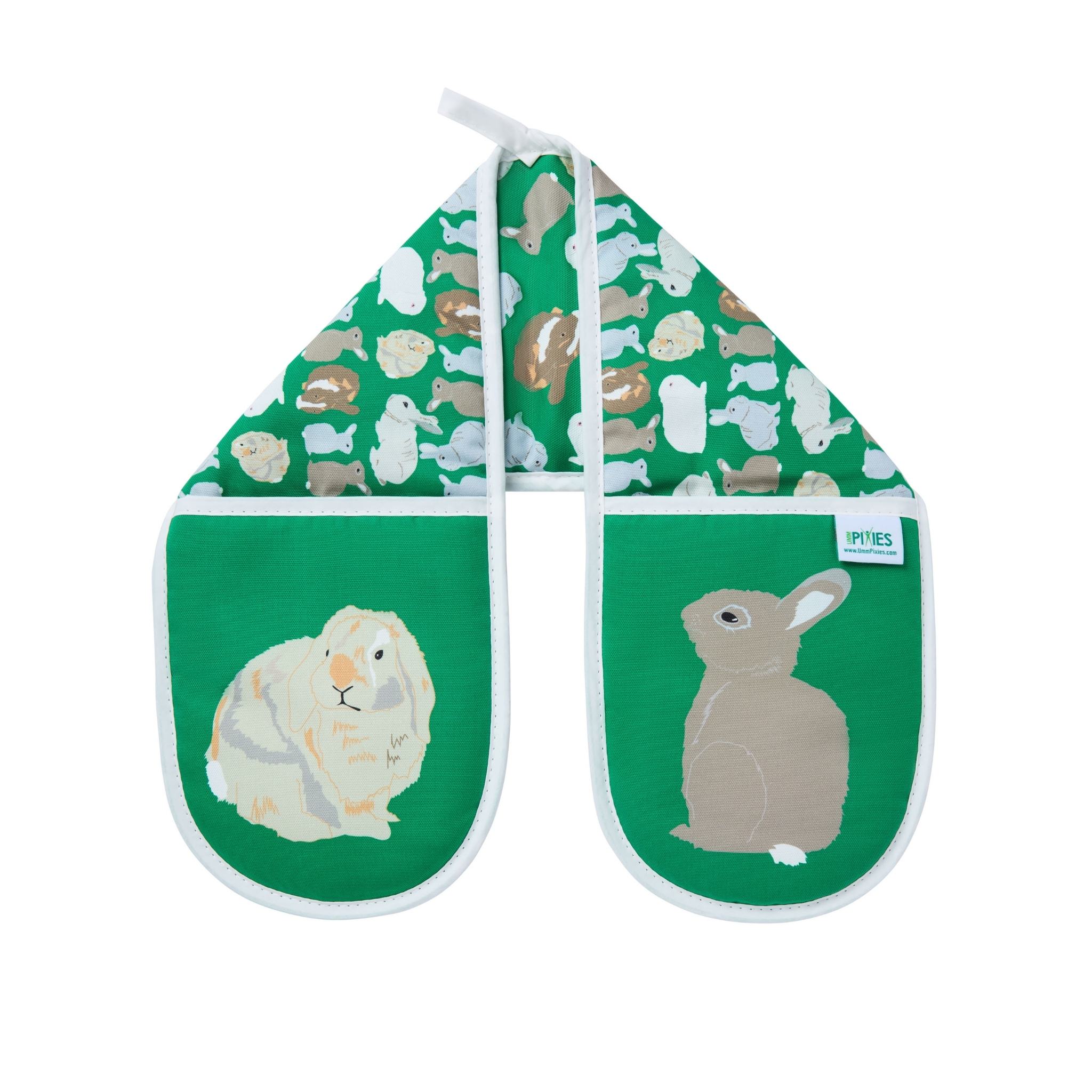 Rabbits organic cotton double oven gloves