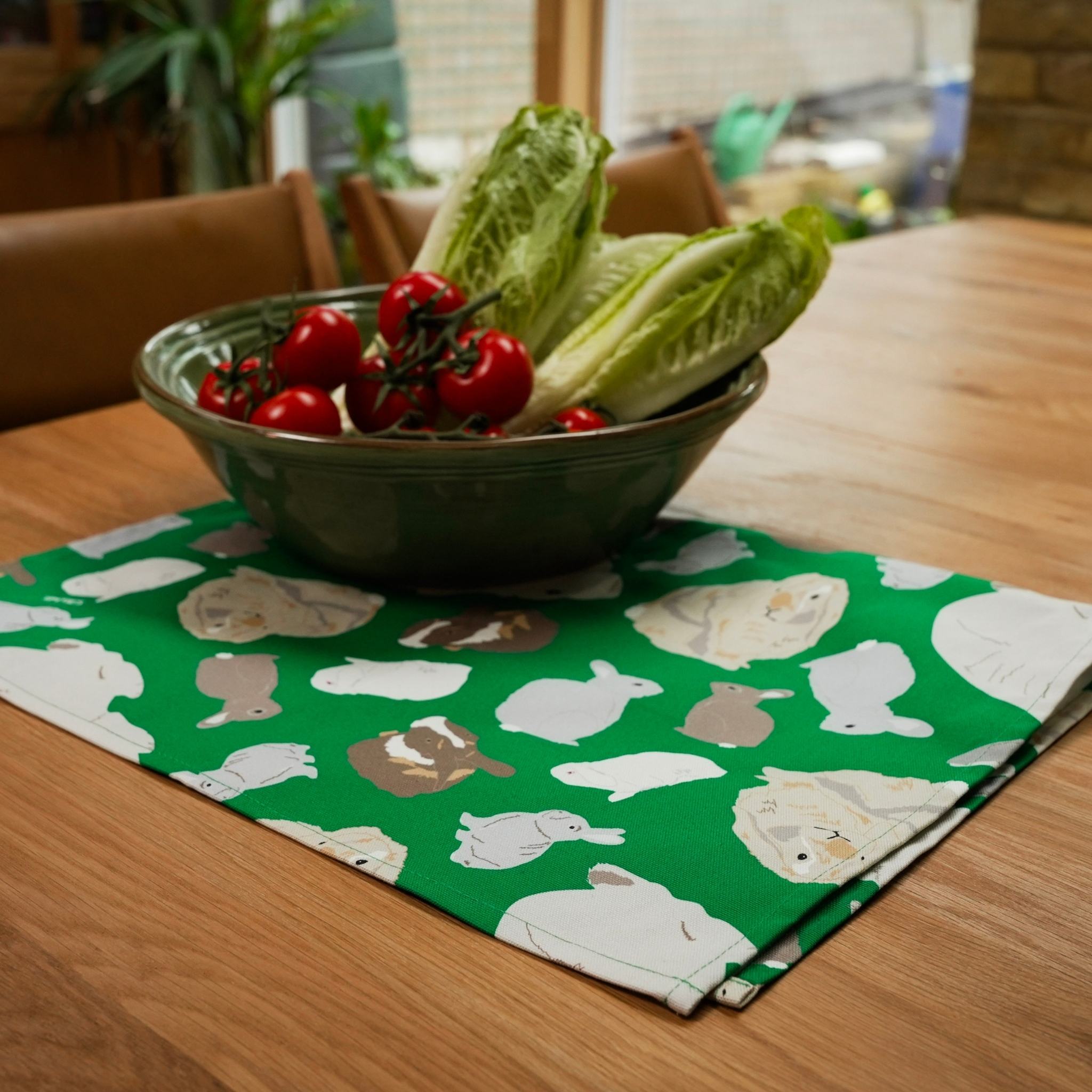 Rabbits organic cotton tea towel