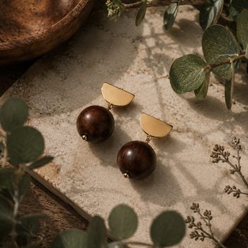 Full Moon - Wooden Ball Earrings