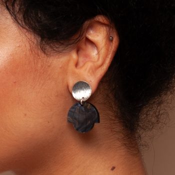 Bloom Deco Blue Marble Silver Earrings Studs