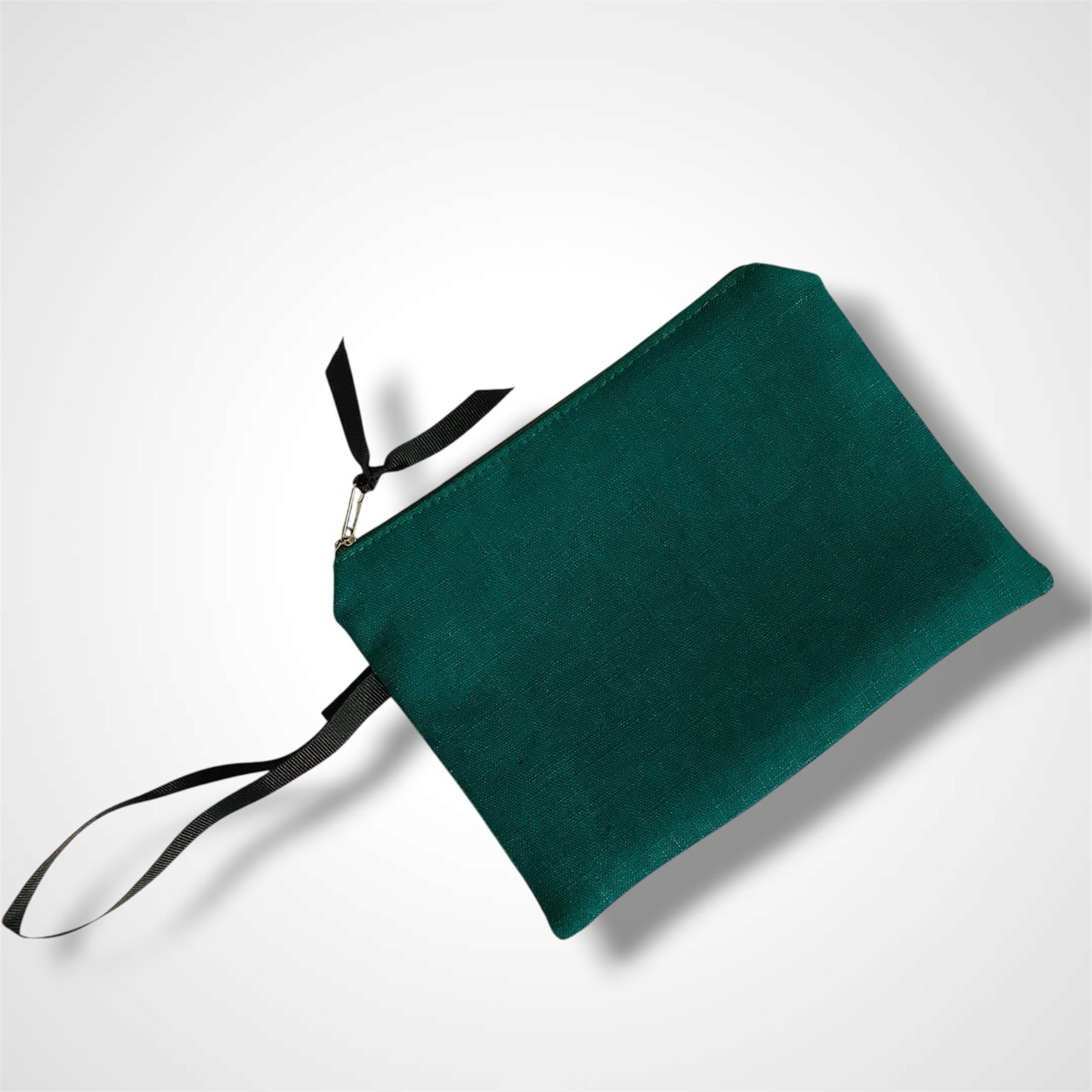 Green Hummingbirds Linen Zip-Up Pouch