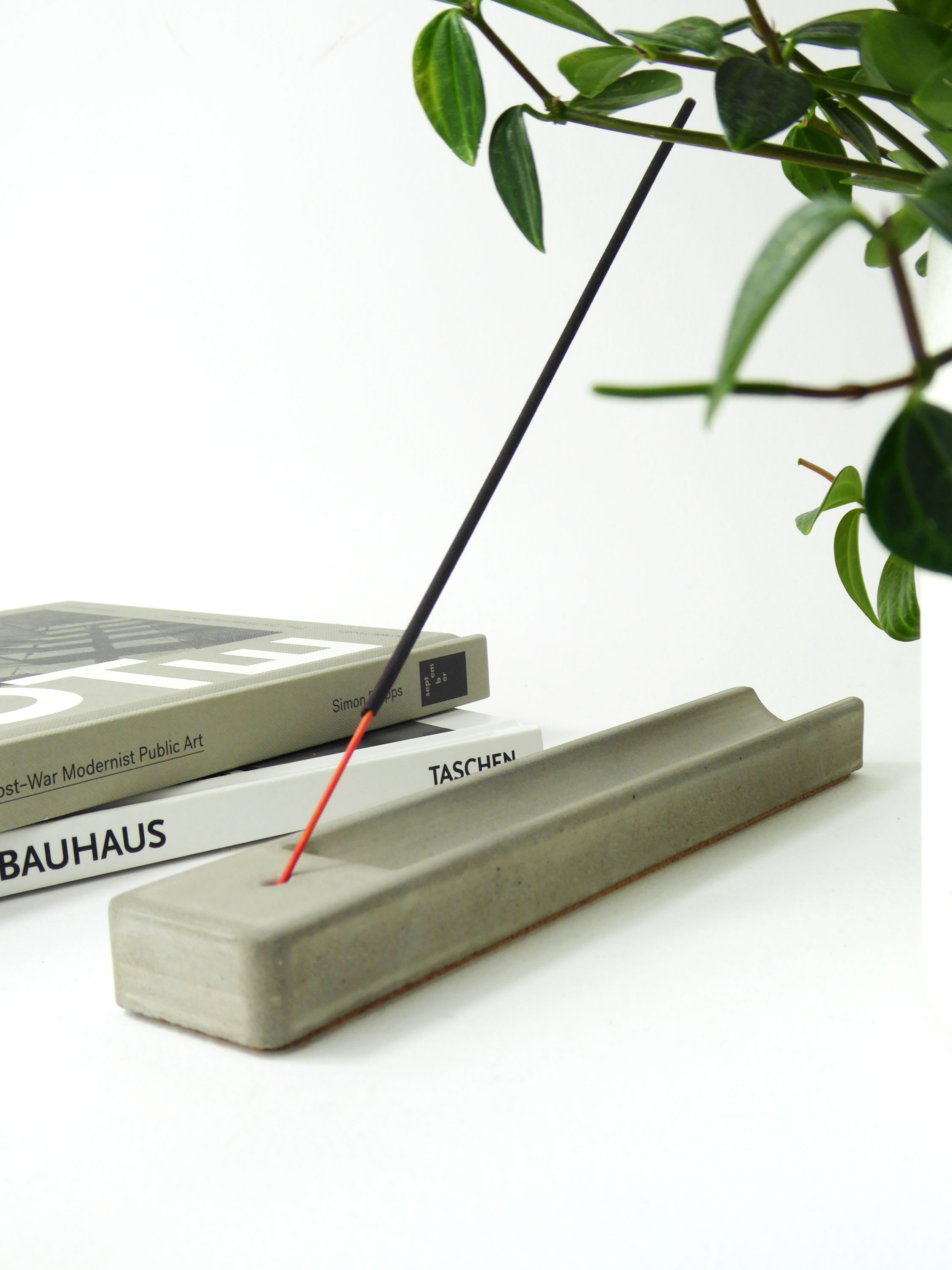 Handmade long concrete incense holder