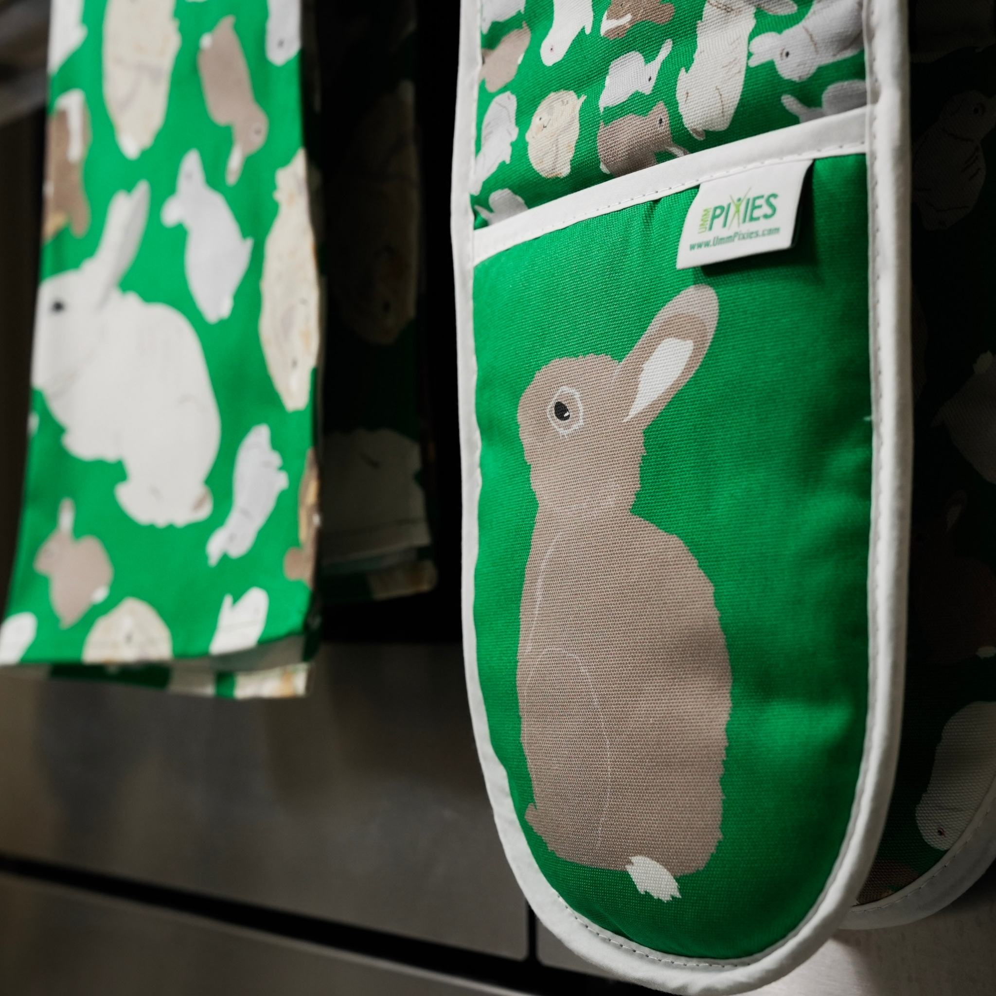 Rabbits organic cotton double oven gloves