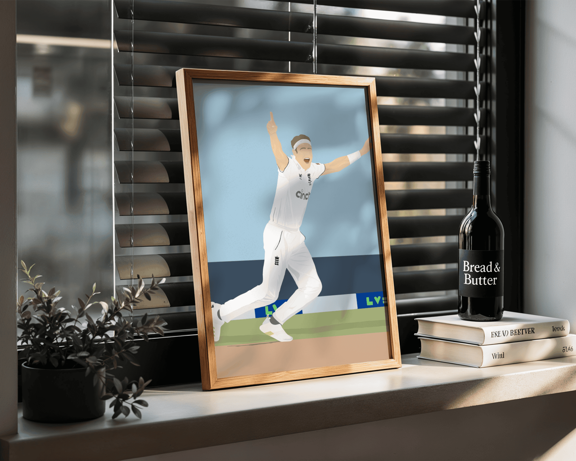 Stuart Broad Art Print - Hand-Drawn Cricket Wall Art
