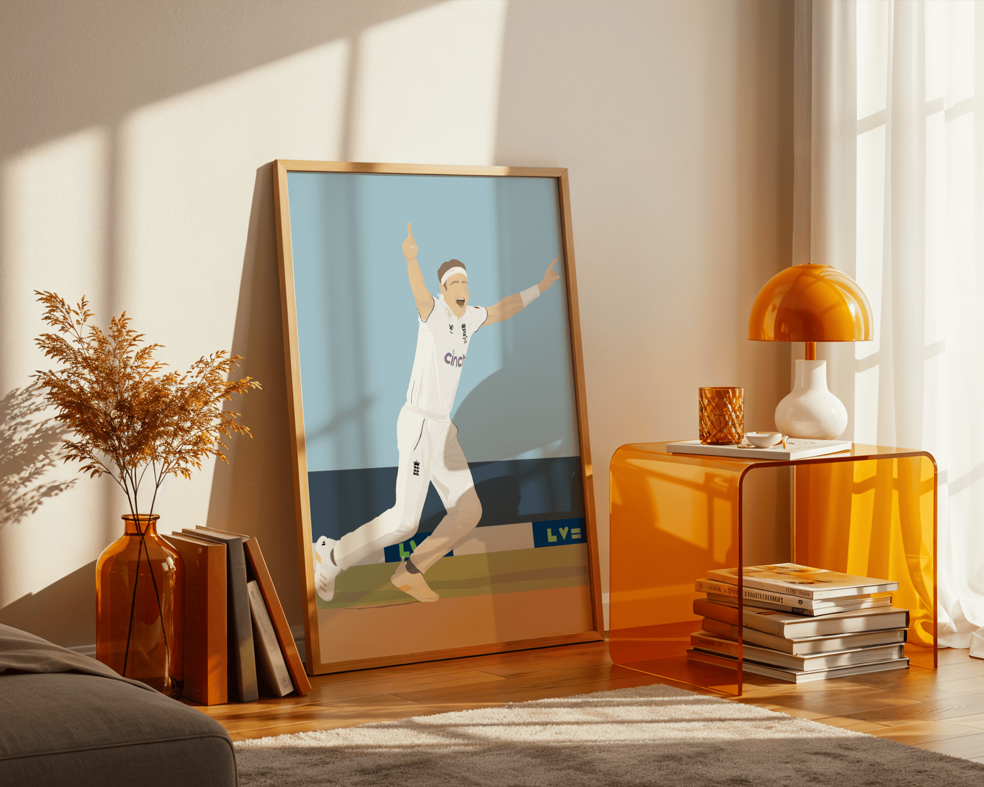 Stuart Broad Art Print - Hand-Drawn Cricket Wall Art