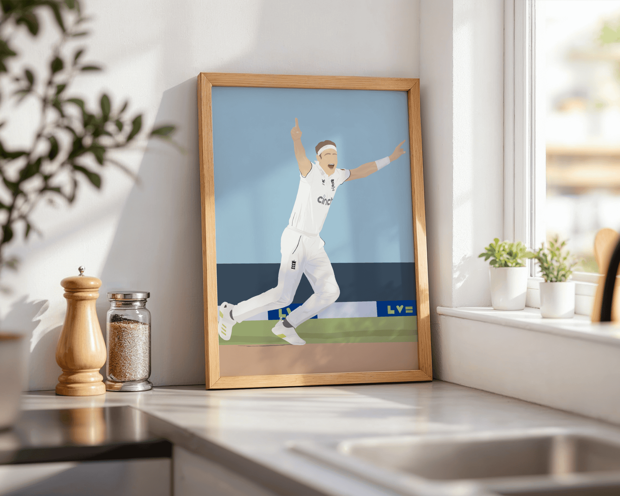Stuart Broad Art Print - Hand-Drawn Cricket Wall Art