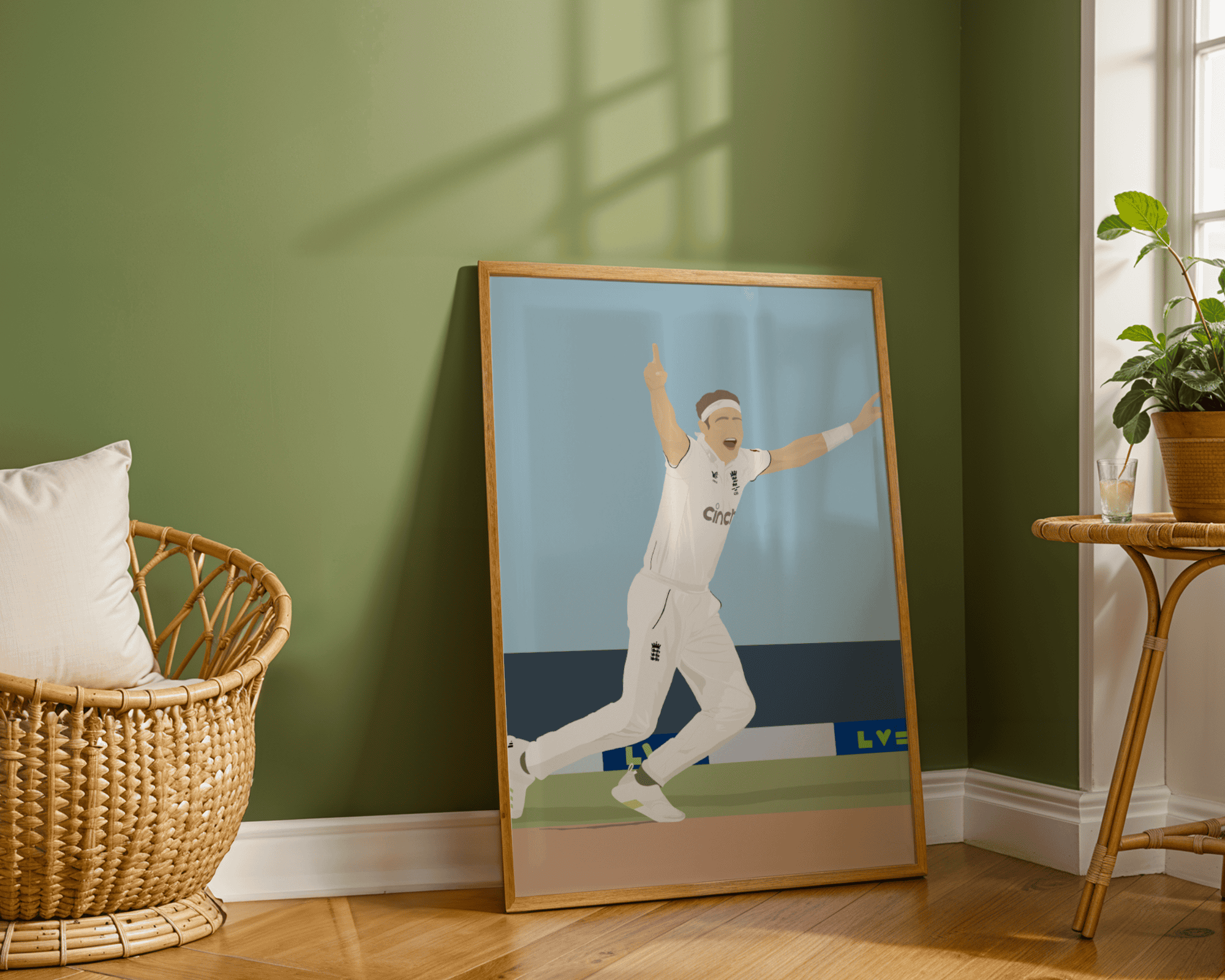 Stuart Broad Art Print - Hand-Drawn Cricket Wall Art