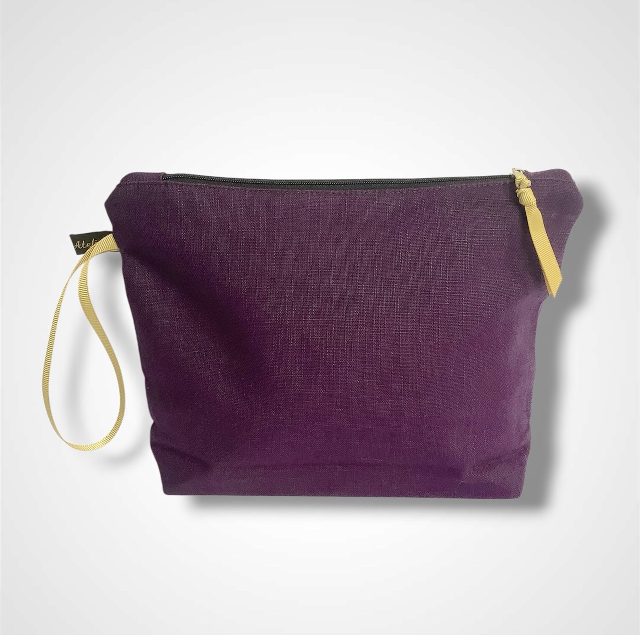 Purple Lotus Flowers Linen Makeup Bag