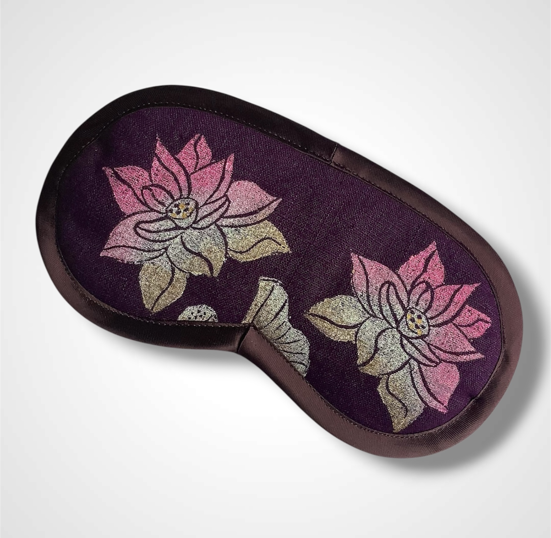 Purple Linen Lotus Flower Lavender Eye Mask