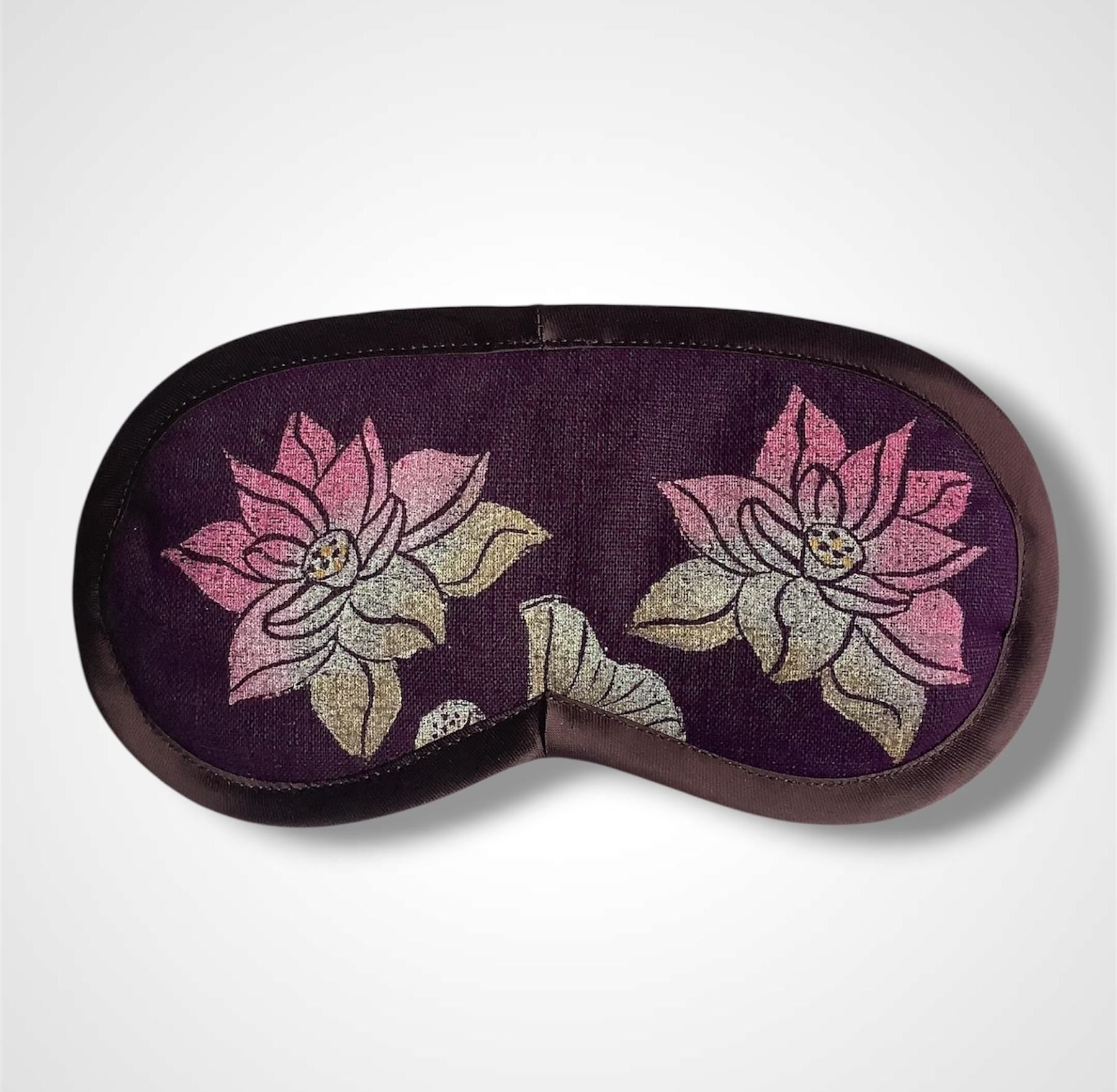Purple Linen Lotus Flower Lavender Eye Mask